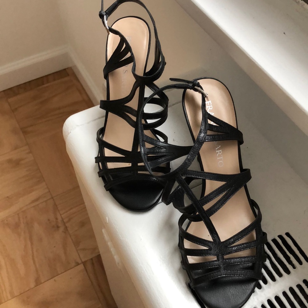 Ladies Black High Heeled Strappy Sandals